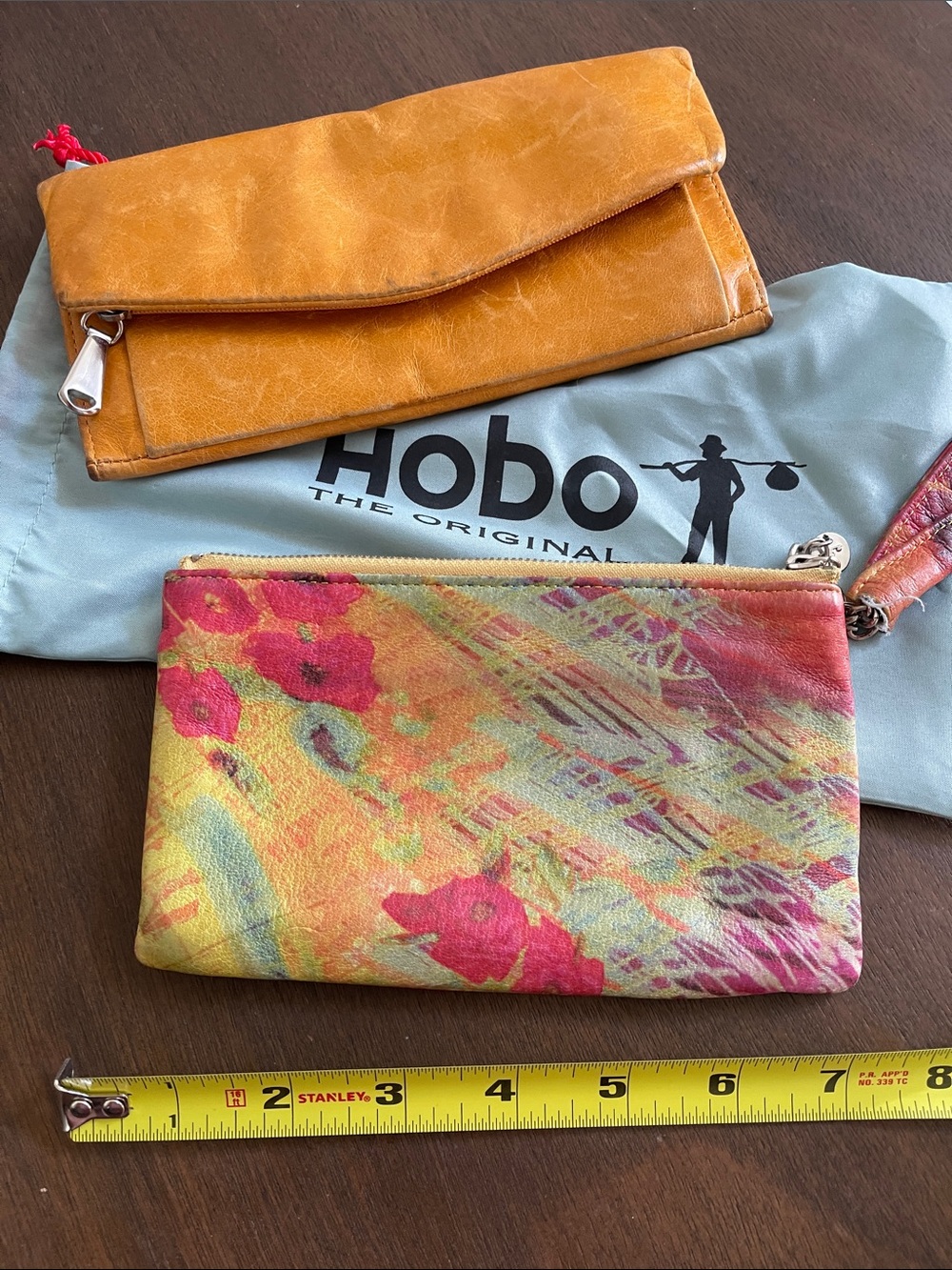 HOBO Multicolor Floral Leather Wristlet Pouch with Yellow Accent